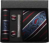 Conjunto Gravata de Seda Listrada Regimental Marinho Vermelho Telion